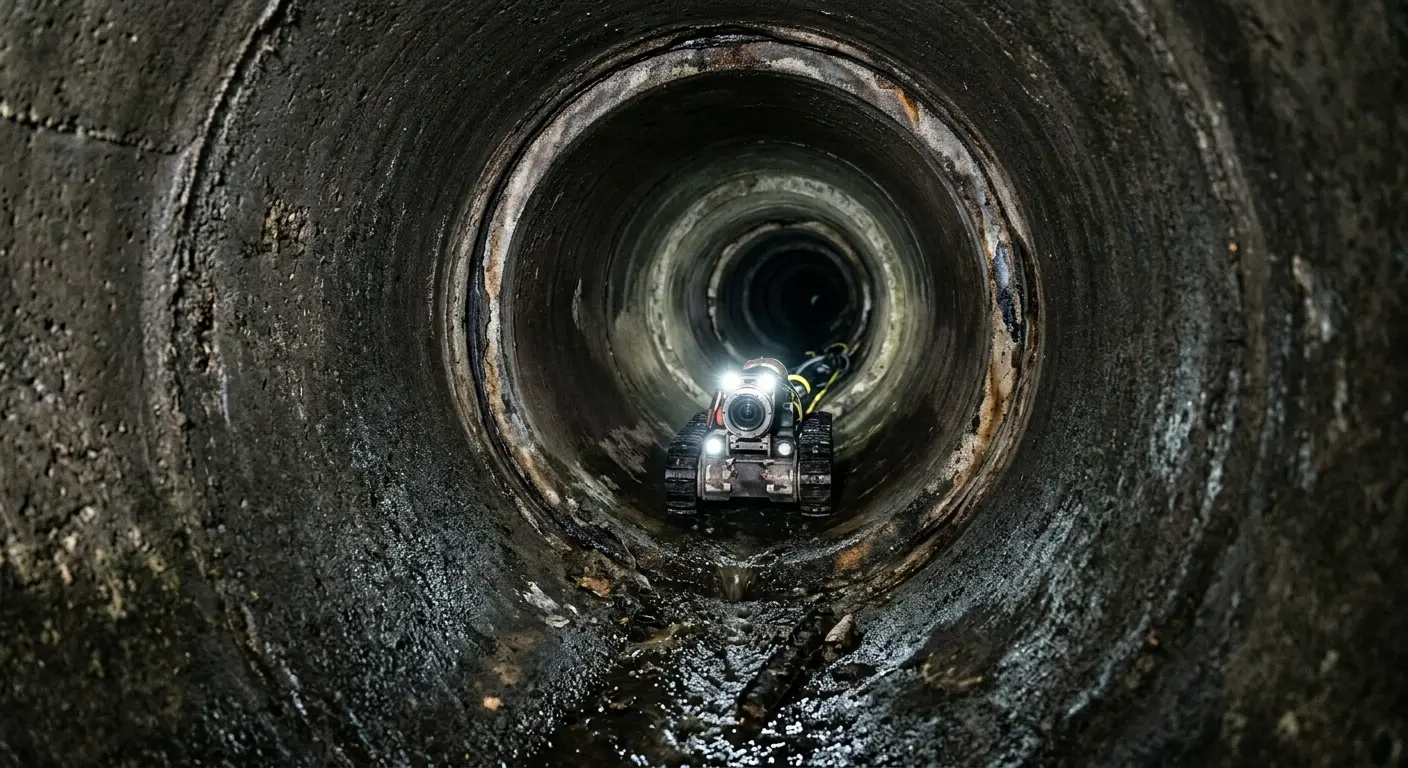Robotic sewer camera inspecting pipe interior for Sewer Line Repair in Cedar Falls